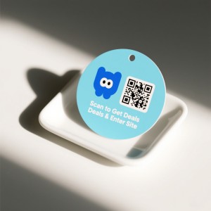 Blue round cute custom scannable QR code card