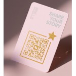 Scannable custom card template with blue text on white background