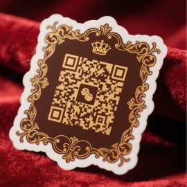 Dark brown background with a small crown Sticker