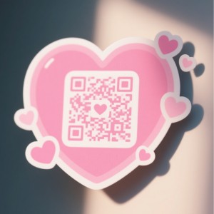 Pink love QR code sticker template